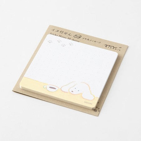 Midori Memo & Message Sticky Note - Coffee & Dog - 30 Sheets