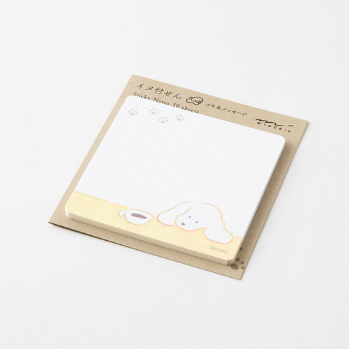 Midori Memo & Message Sticky Note - Coffee & Dog - 30 Sheets