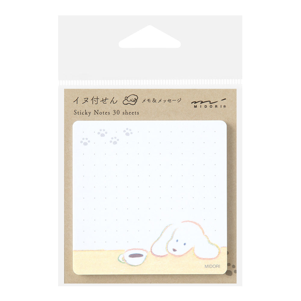 Midori Memo & Message Sticky Note - Coffee & Dog - 30 Sheets