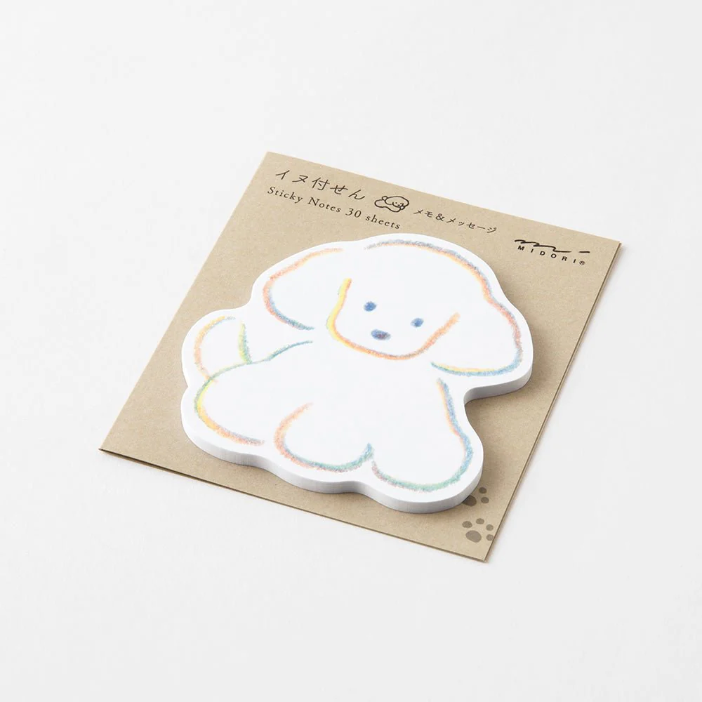 Midori Memo & Message Sticky Note - Dog - 30 Sheets