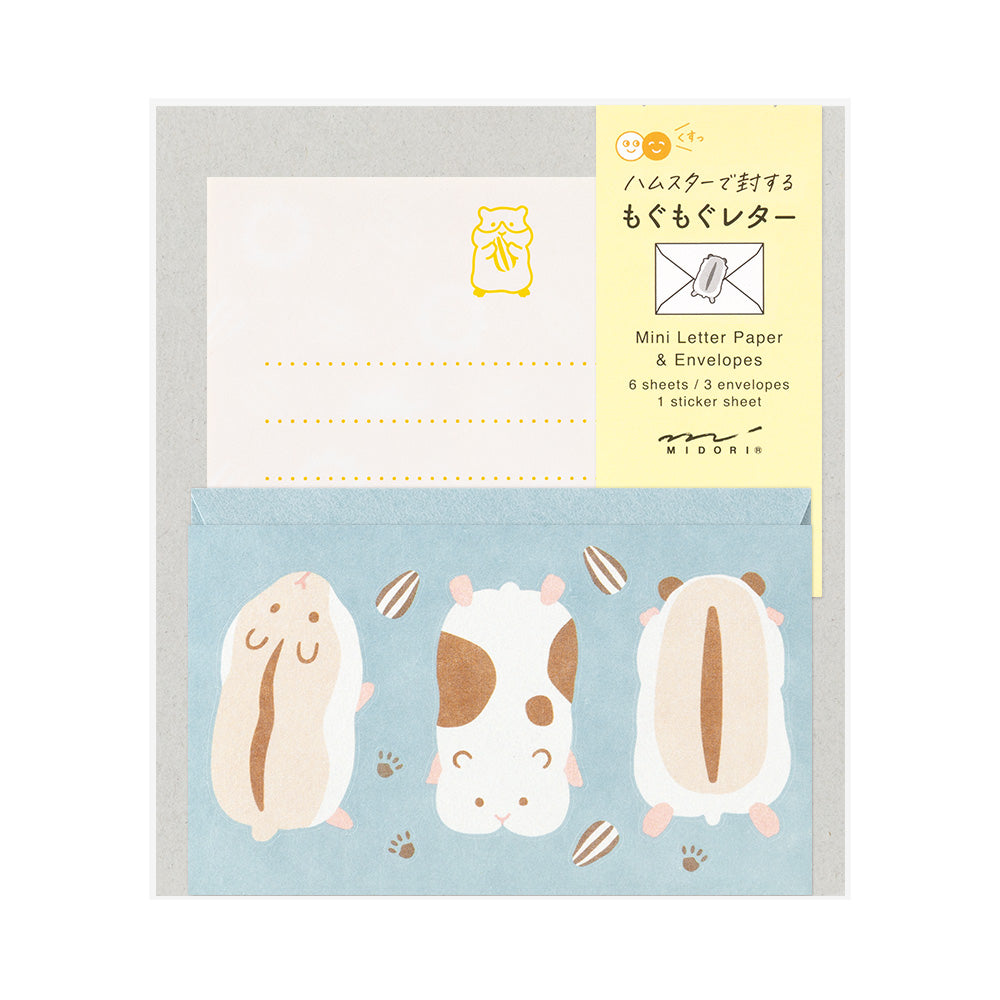 Midori hamster letter writing set with illustrated envelopes and stationery