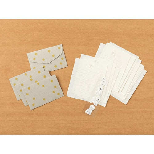 Midori Mini Letter Set with Animal Stickers Bichon Frise