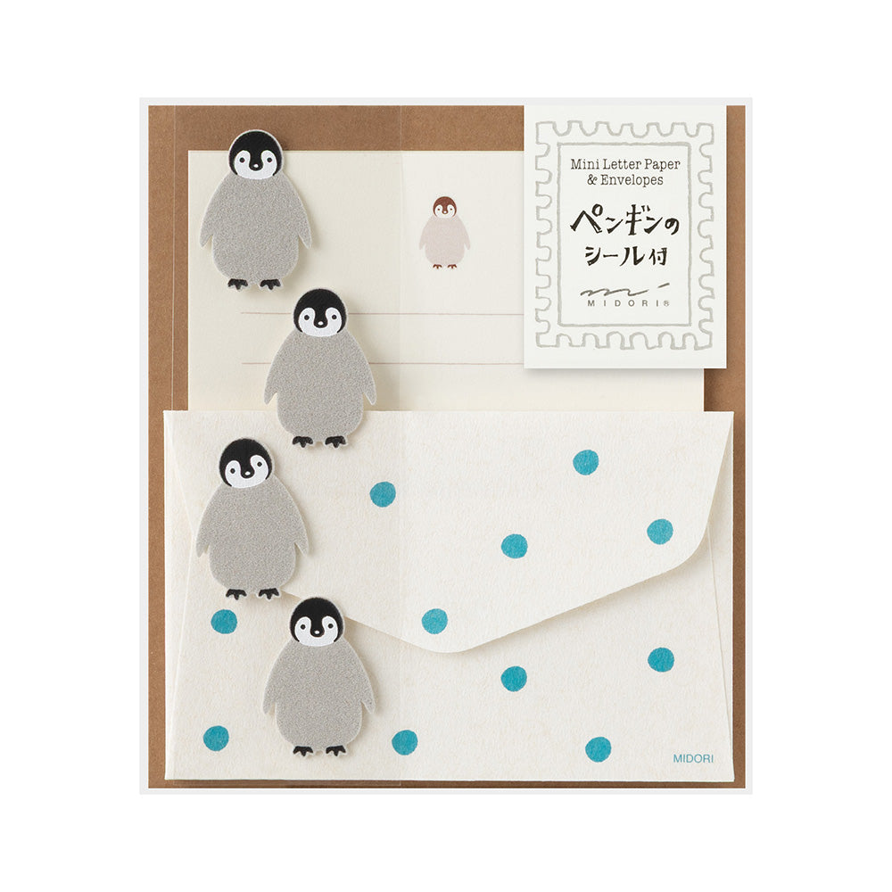 Midori Mini Letter Set with Animal Stickers Penguin