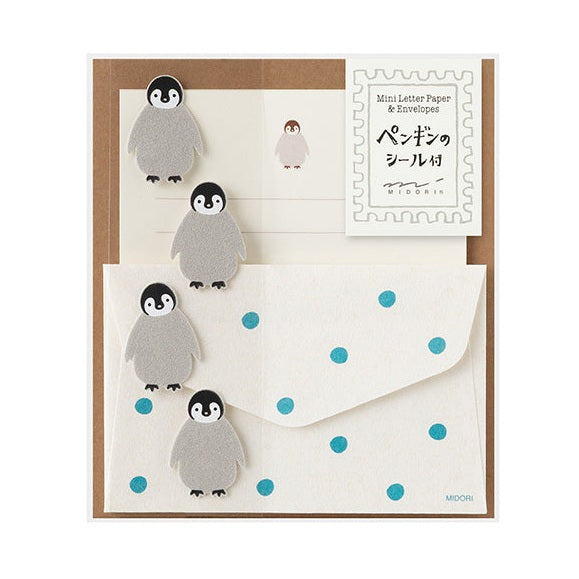 Midori Mini Letter Set with Animal Stickers Penguin