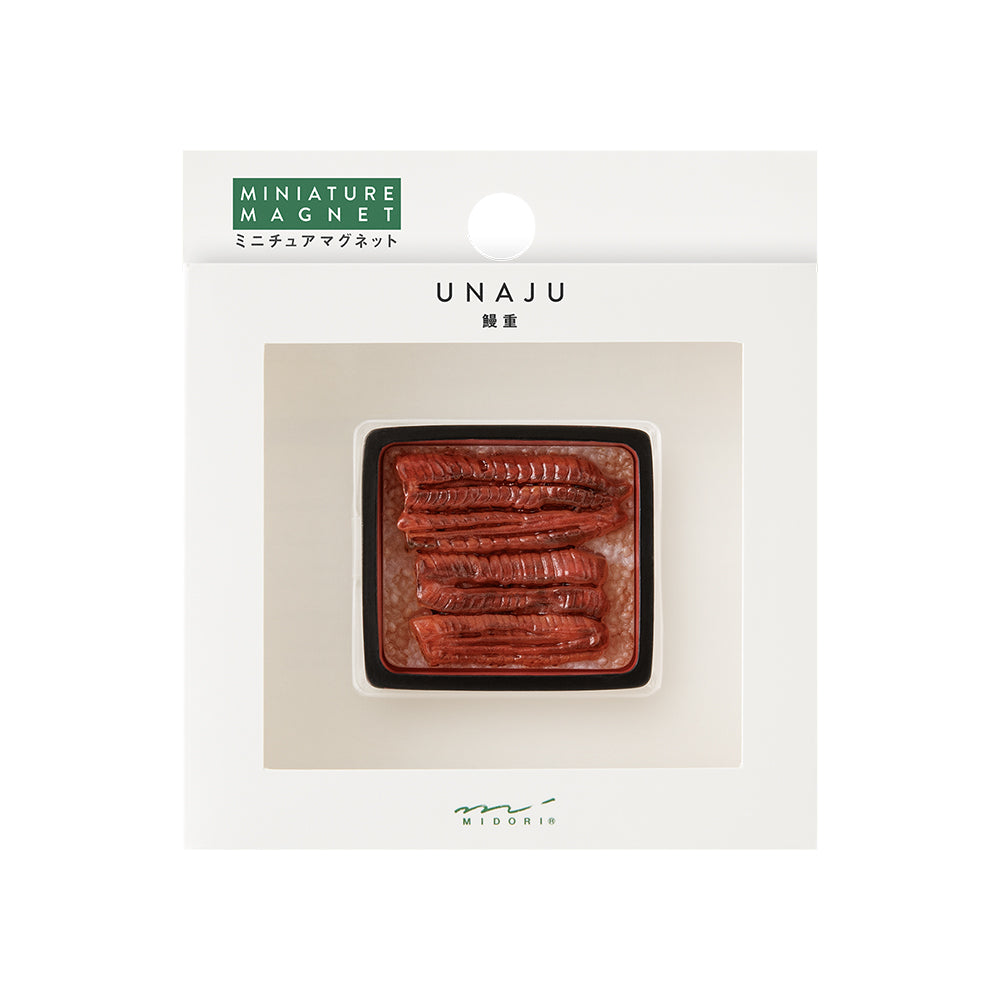 Midori Unaju miniature magnet with realistic glazed eel and rice design