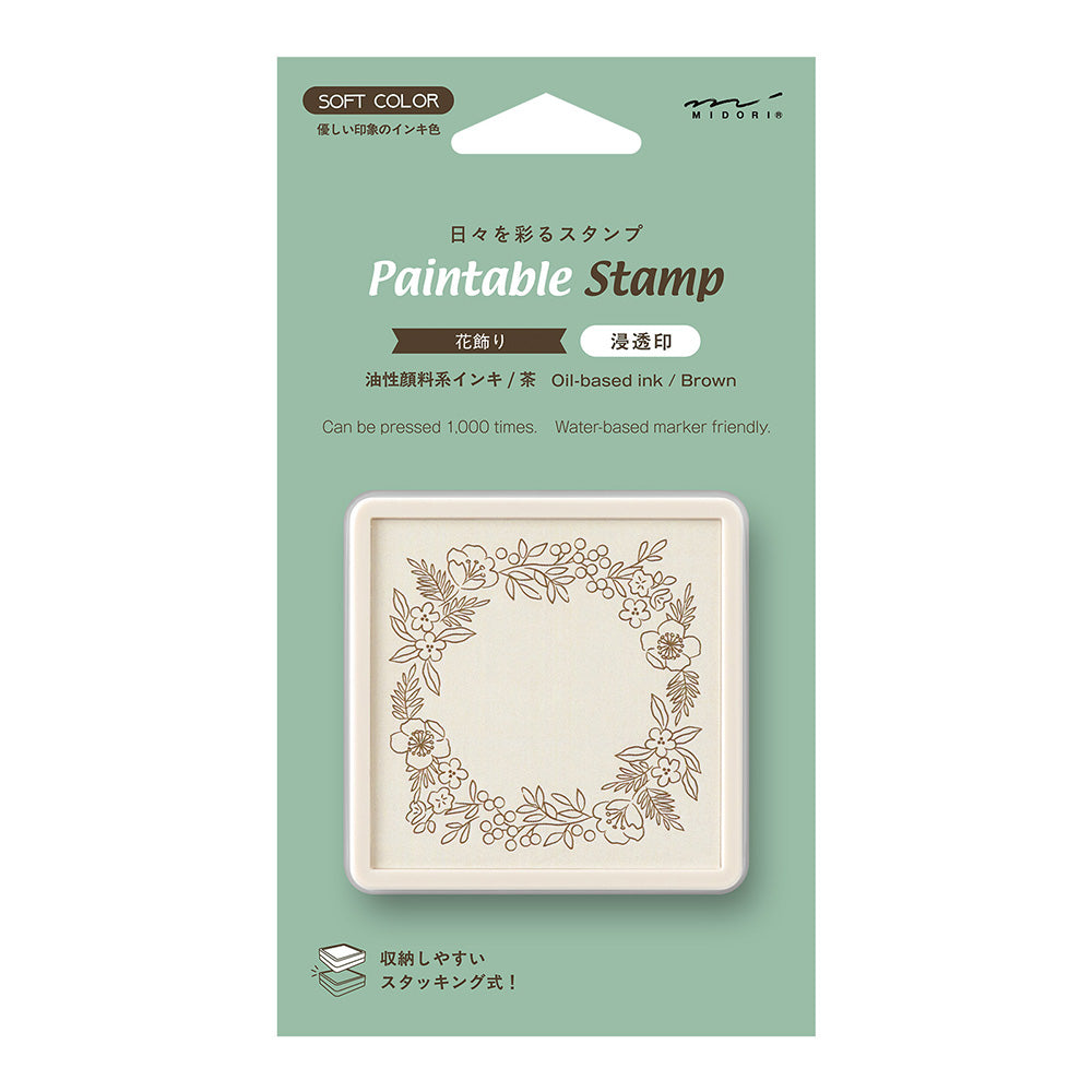 Midori Paintable Pre-Inked Stamp Soft Colour - Floral Ornament