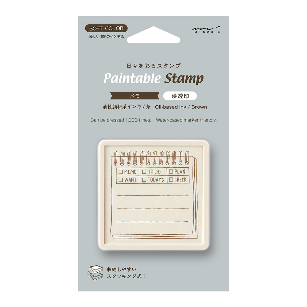 Midori Paintable Pre-Inked Stamp Soft Colour - Memo
