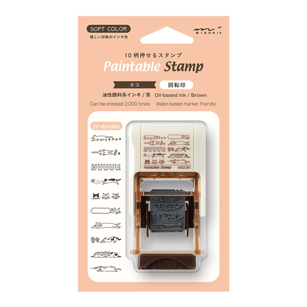 Midori Paintable Rotating Stamp Soft Colour - Cat