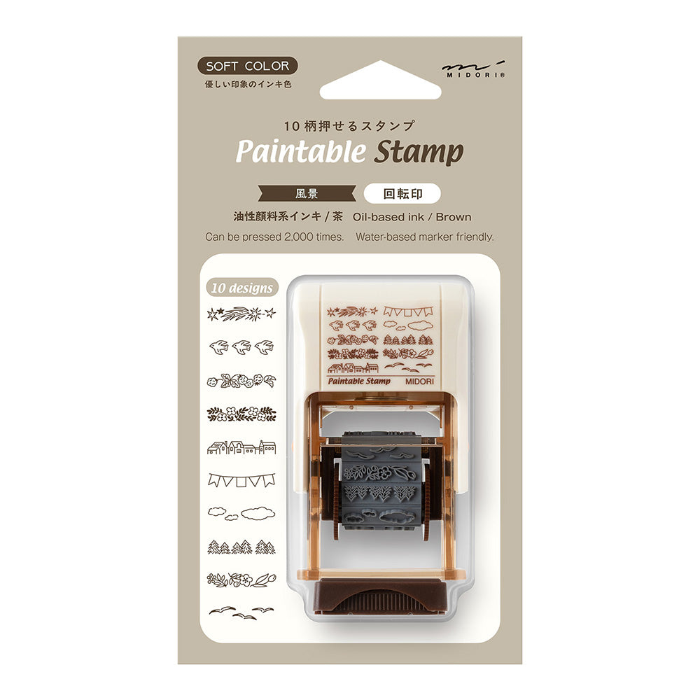Midori Paintable Rotating Stamp Soft Colour - Scenery