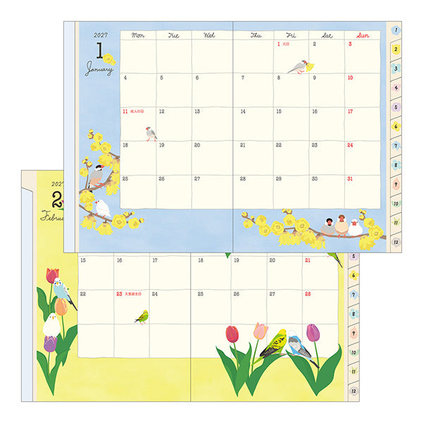 Midori Pocket Diary A6 Bird 2027