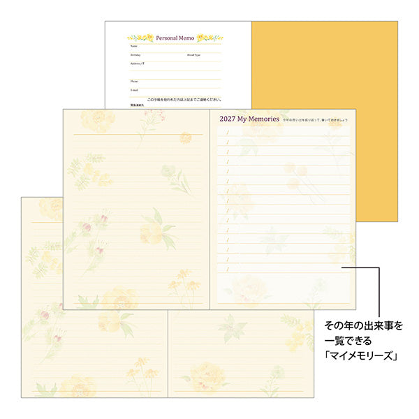 Midori Pocket Diary A6 Country Time Flower 2027