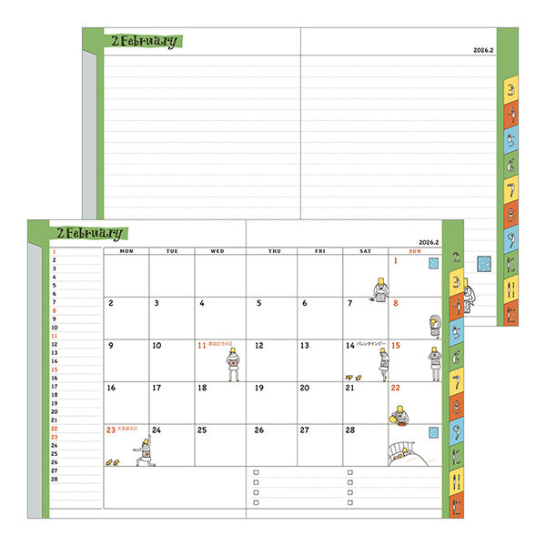 Midori Pocket Diary <A6> Monthly Ojisan 2026