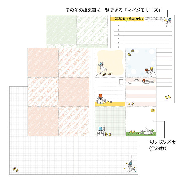 Midori Pocket Diary <A6> Monthly Ojisan 2026