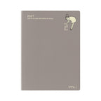 Front view of taupe Midori Ojisan 2027 diary with embossed gold lettering