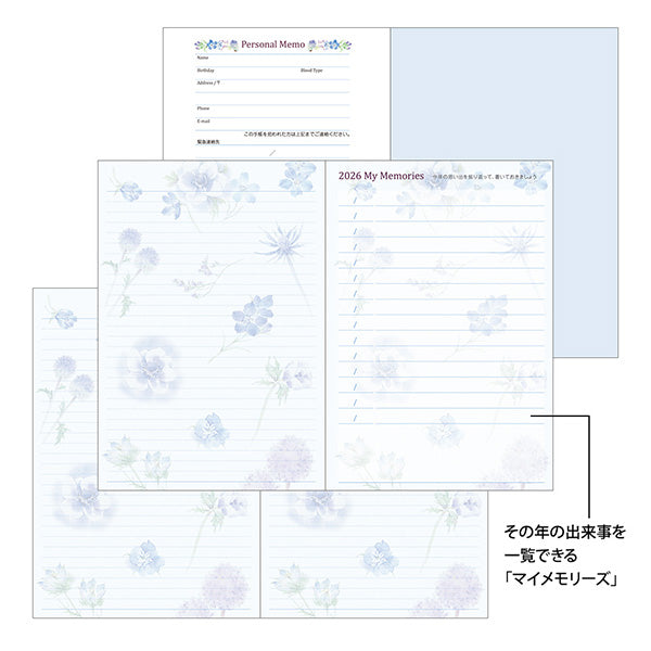 Midori Pocket Diary <B6> Country Time Flower 2026