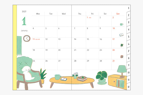 Midori Pocket Diary B6 Dog 2027