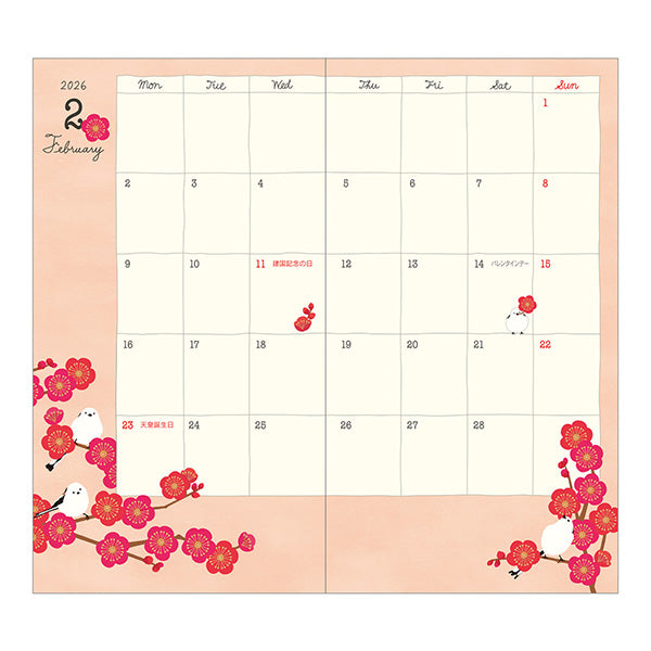 Midori Pocket Diary B6 Slim Bird 2026