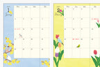 Midori 2027 diary January and February spreads with wintersweet and tulip bird illustrations