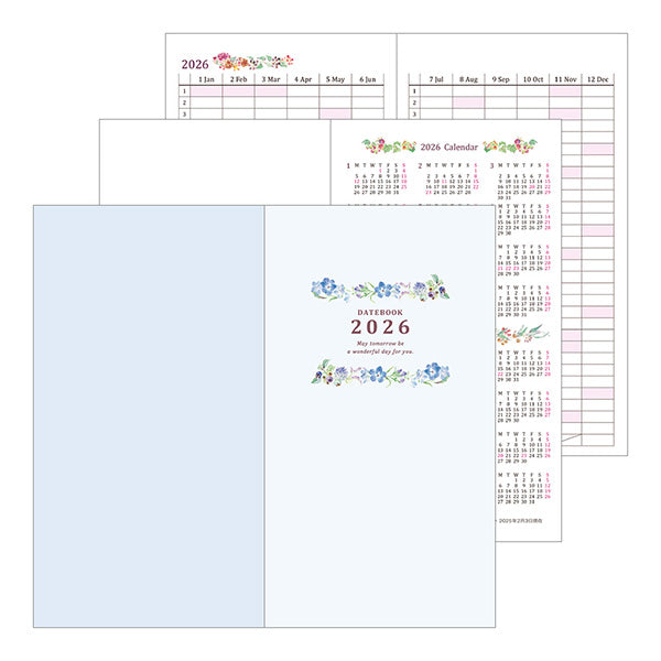 Midori Pocket Diary B6 Slim Country Time Flower 2026