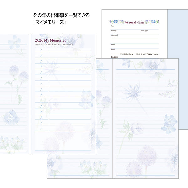 Midori Pocket Diary B6 Slim Country Time Flower 2026