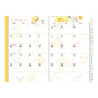 Midori Pocket Diary January 2027 monthly calendar layout with watercolor peony illustrations and lunar calendar notes