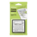 Midori self-inking stamp with oil-based ink, habit tracker grid design on green card
