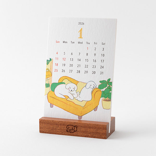 Midori Stand Calendar Dog 2026