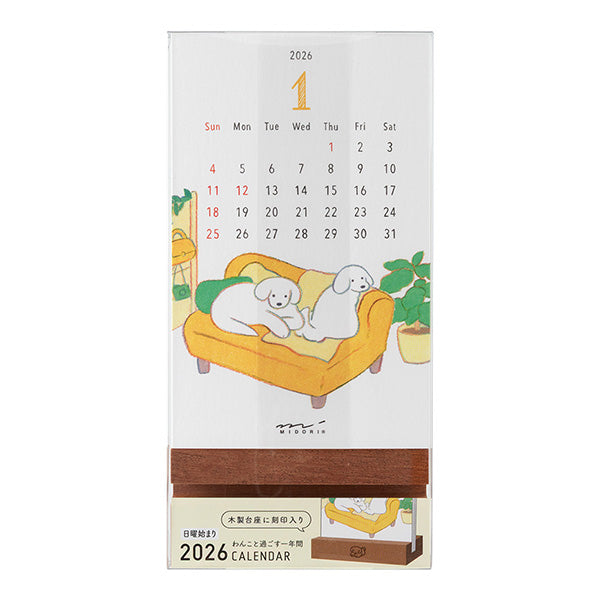 Midori Stand Calendar Dog 2026