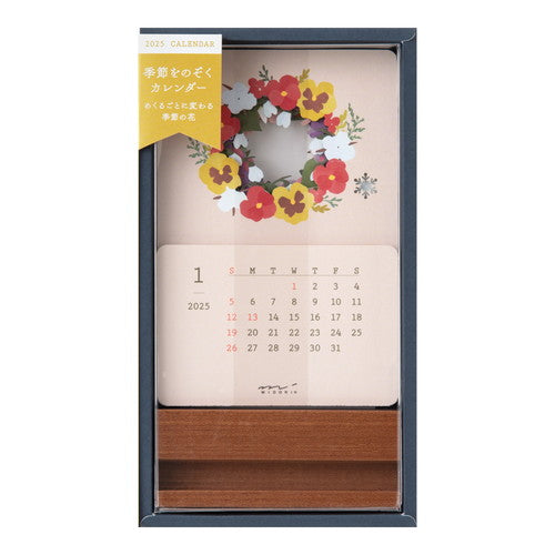 Midori Stand Calendar Flower Seasons 2025