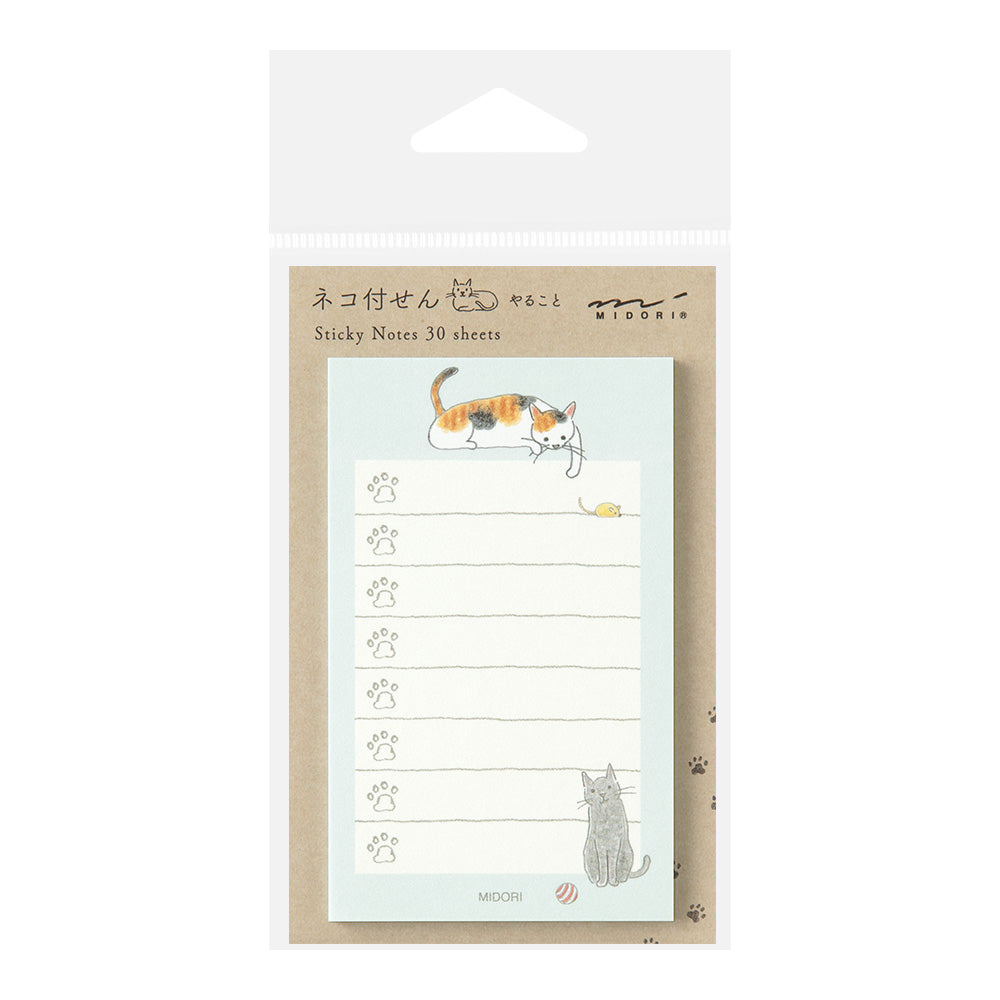 Midori To-Do List Sticky Note - Cats Blue - 30 Sheets