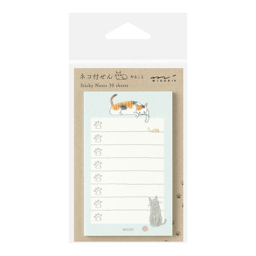 Midori To-Do List Sticky Note - Cats Blue - 30 Sheets