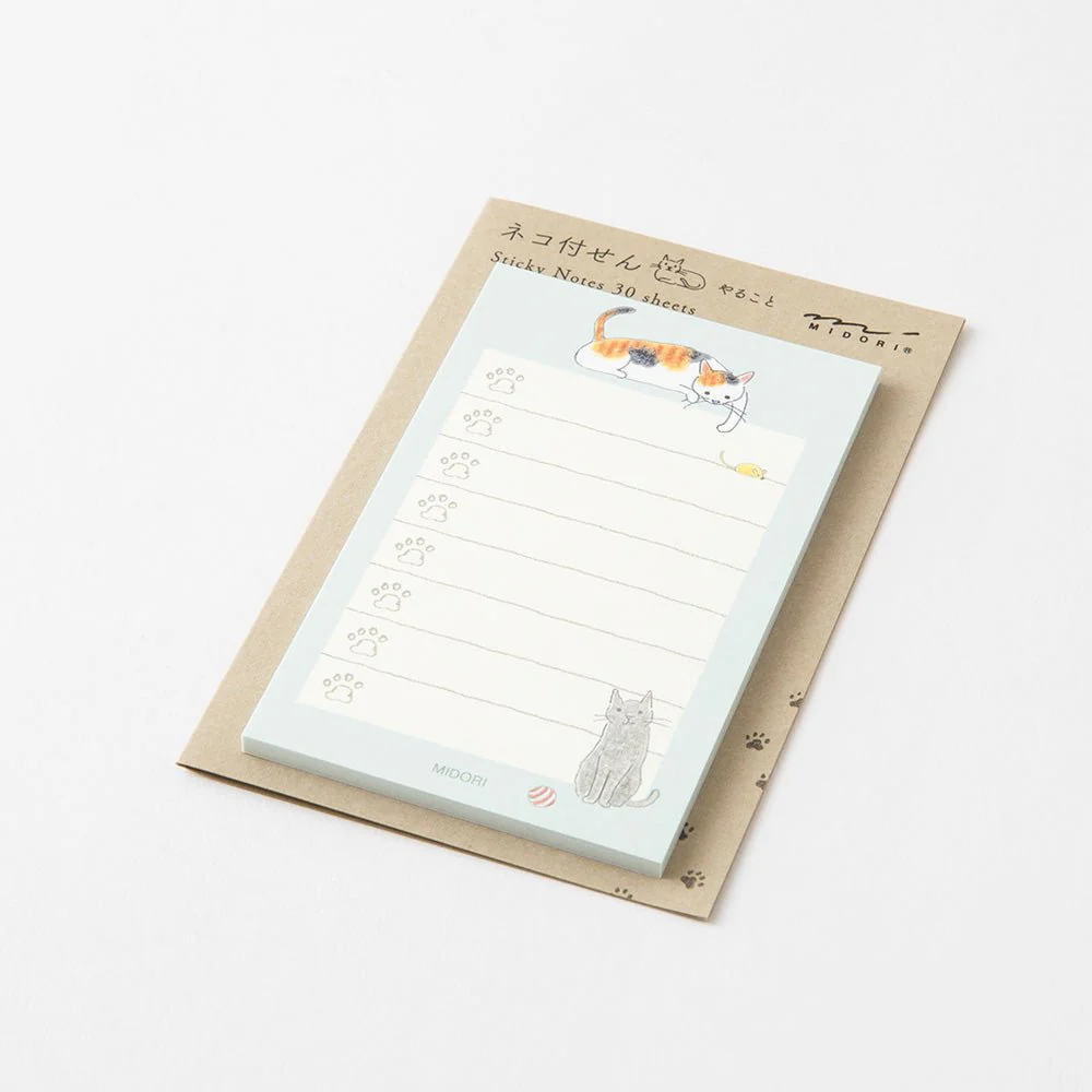 Midori To-Do List Sticky Note - Cats Blue - 30 Sheets