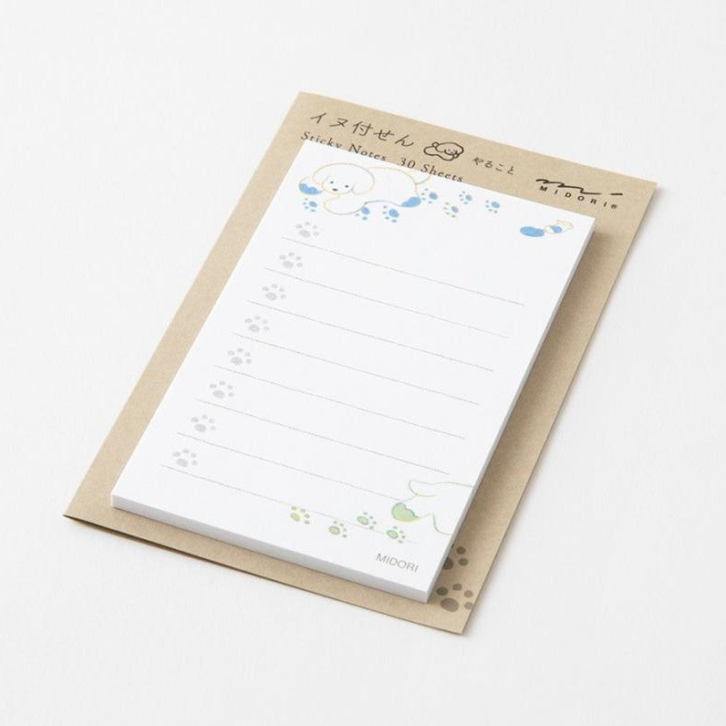 Midori To-Do List Sticky Note - Dogs White - 30 Sheets