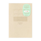 Midori Yuru Log B6 monthly notebook with kraft cover and mint green sticker