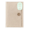 Midori Yuru Log Cloth Cover B6 beige herringbone weave notebook cover with gold button detail