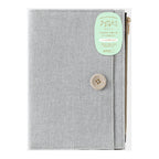Midori Yuru Log Cloth Cover B6 light grey textured notebook case with button closure