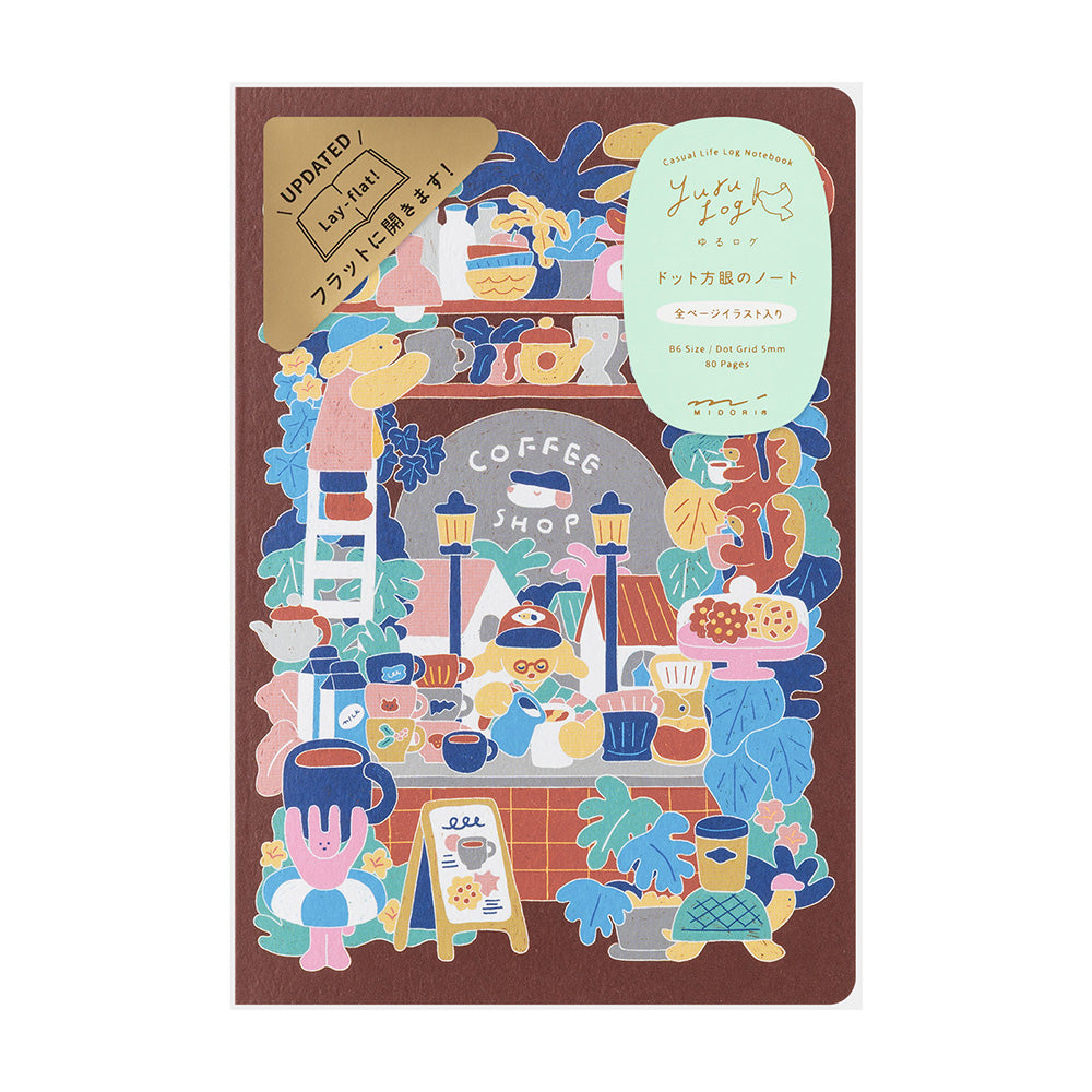 Midori Yuru Log Dot Grid Notebook B6 Coffee Shop