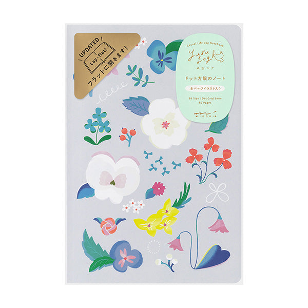 Midori Yuru Log Dot Grid Notebook B6 Floral