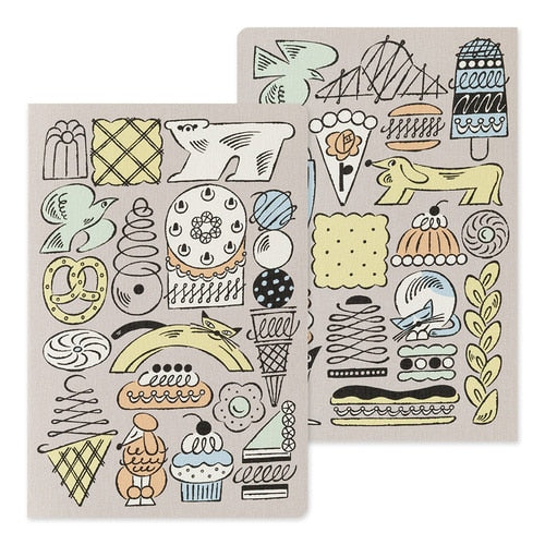 Midori Yuru Log Dot Grid Notebook B6 Sweets and Animals