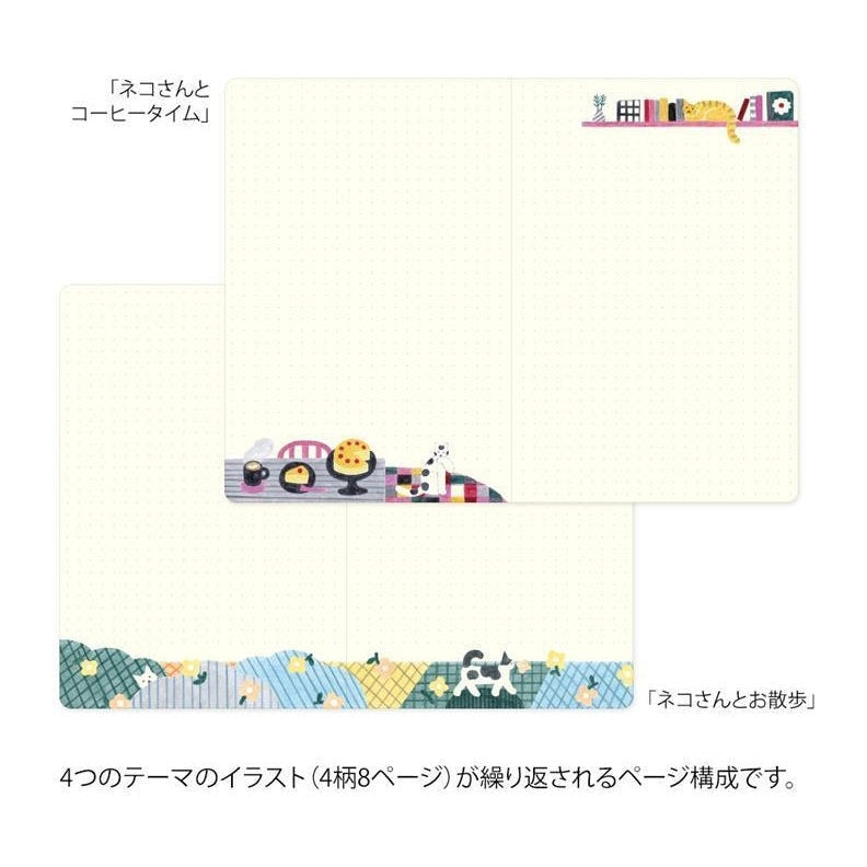 Midori Yuru Log Notebook Cat B6 Dot Grid 5mm