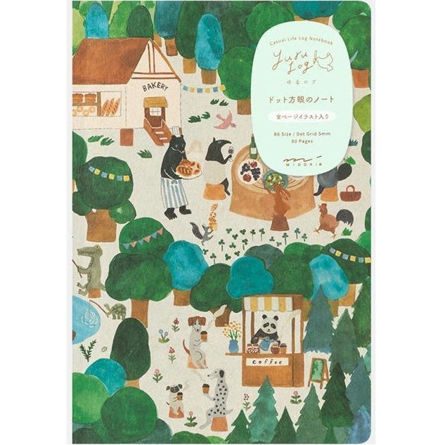Midori Yuru Log Notebook Forest B6 Dot Grid 5mm
