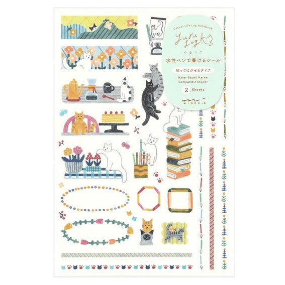 Midori Yuru Log Planner Sticker Sheets 2P - Cats