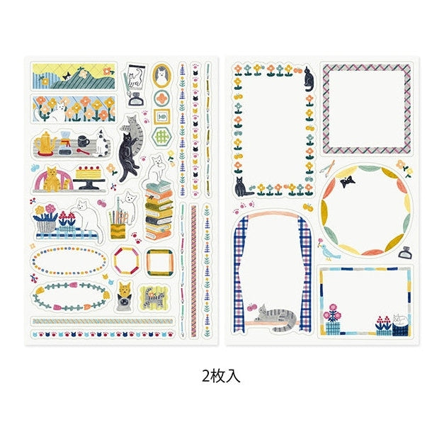 Midori Yuru Log Planner Sticker Sheets 2P - Cats