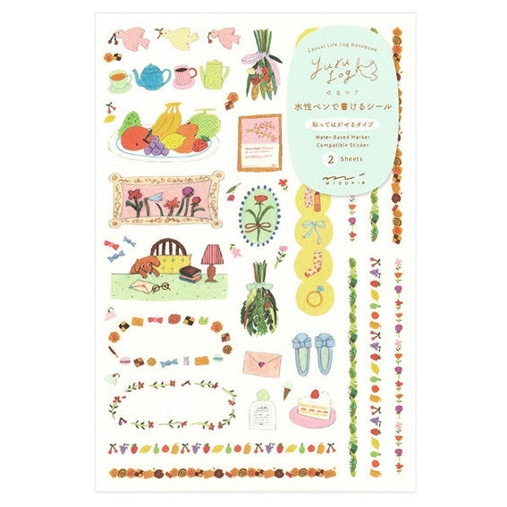 Midori Yuru Log Planner Sticker Sheets 2P - Daily Life