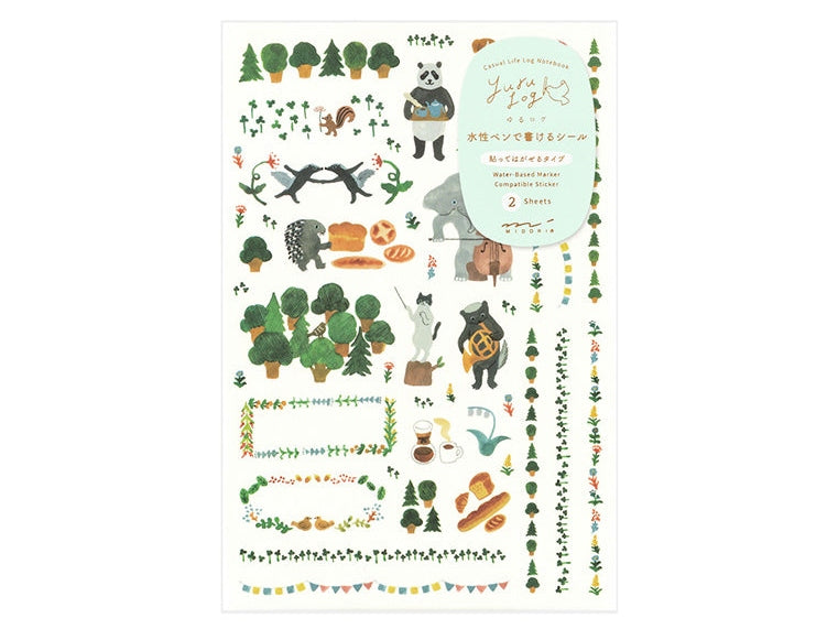 Midori Yuru Log Planner Sticker Sheets 2P - Forest Animals