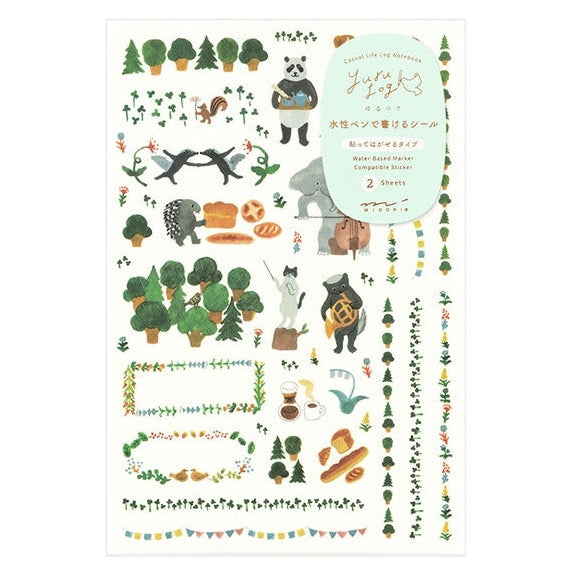 Midori Yuru Log Planner Sticker Sheets 2P - Forest Animals