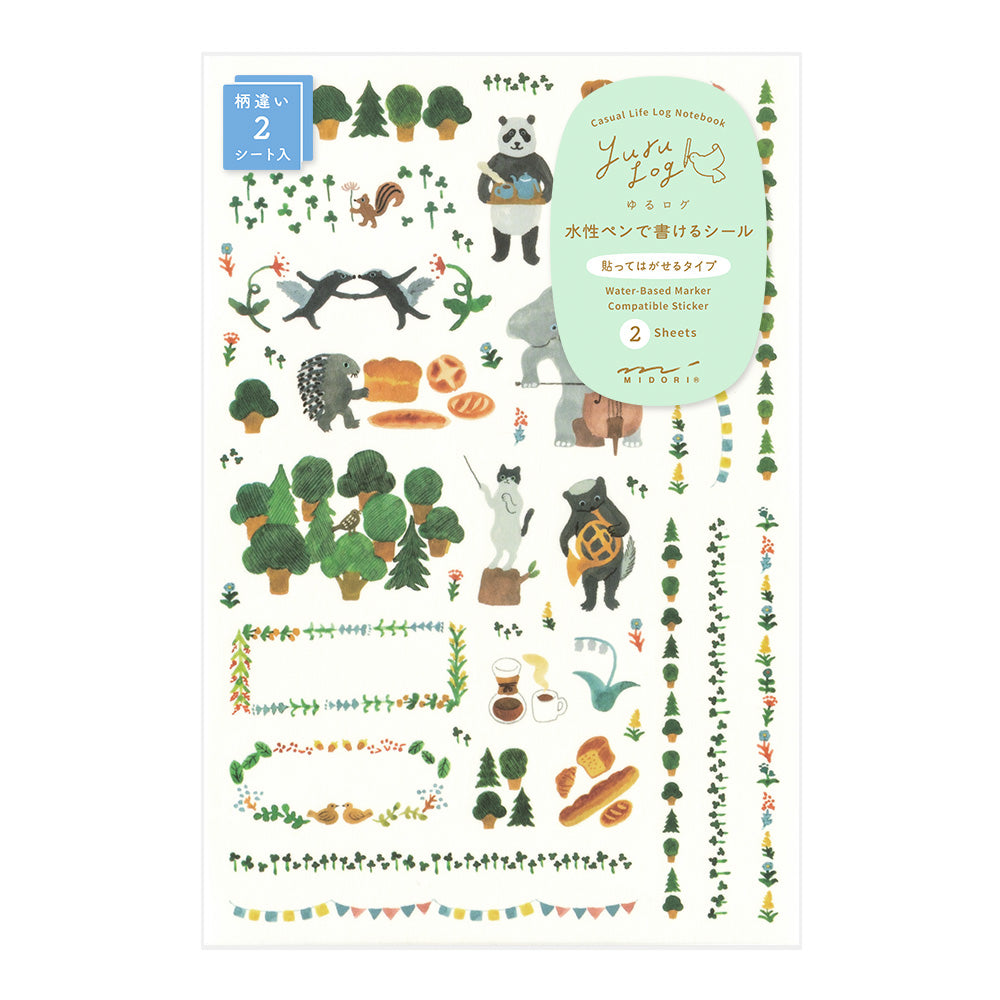 Midori Yuru Log Planner Sticker Sheets 2P - Forest Animals