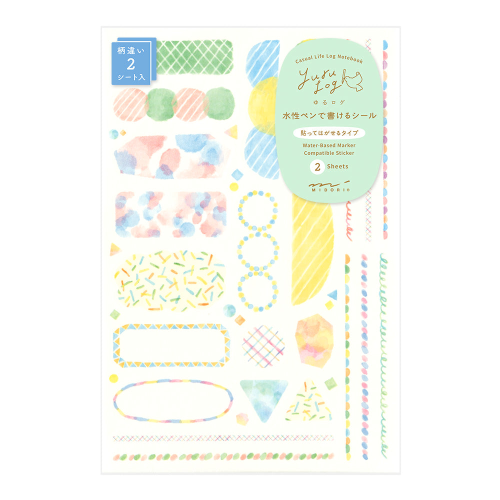 Midori Yuru Log Planner Sticker Sheets 2P - Watercolour