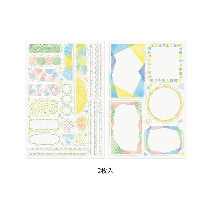 Midori Yuru Log Planner Sticker Sheets 2P - Watercolour