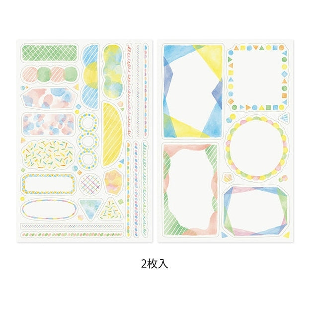 Midori Yuru Log Planner Sticker Sheets 2P - Watercolour